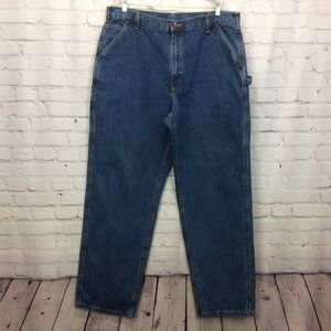 Carhartt Carpenter Jeans Men's Size 40x34 B13-DPS Blue Dungaree Fit Dark Wash